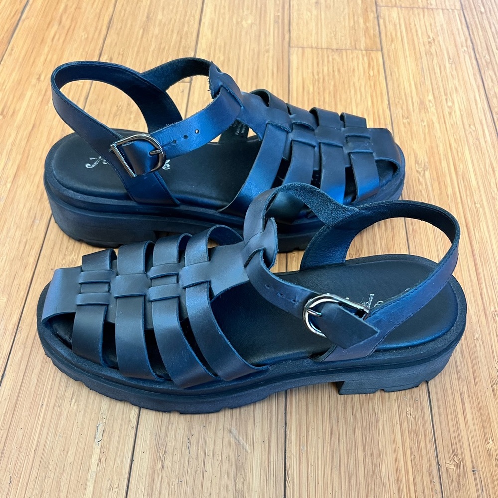 Free People - Delaney Fisherman Platforms Size US 9/EU 39 - Black